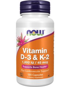 NOW Foods Vitamine D3 en K2 1000 IE | 45 mcg 120 capsules