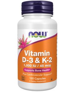 NOW Foods Vitamine D3 en K2 1000 IE | 45 mcg 120 capsules