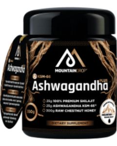 Mountaindrop Ashwagandha KSM-66 + Shilajit honing 350 gram