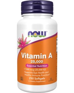 NOW Foods Vitamin A (Fish Liver Oil) 25000 IU 250 softgels