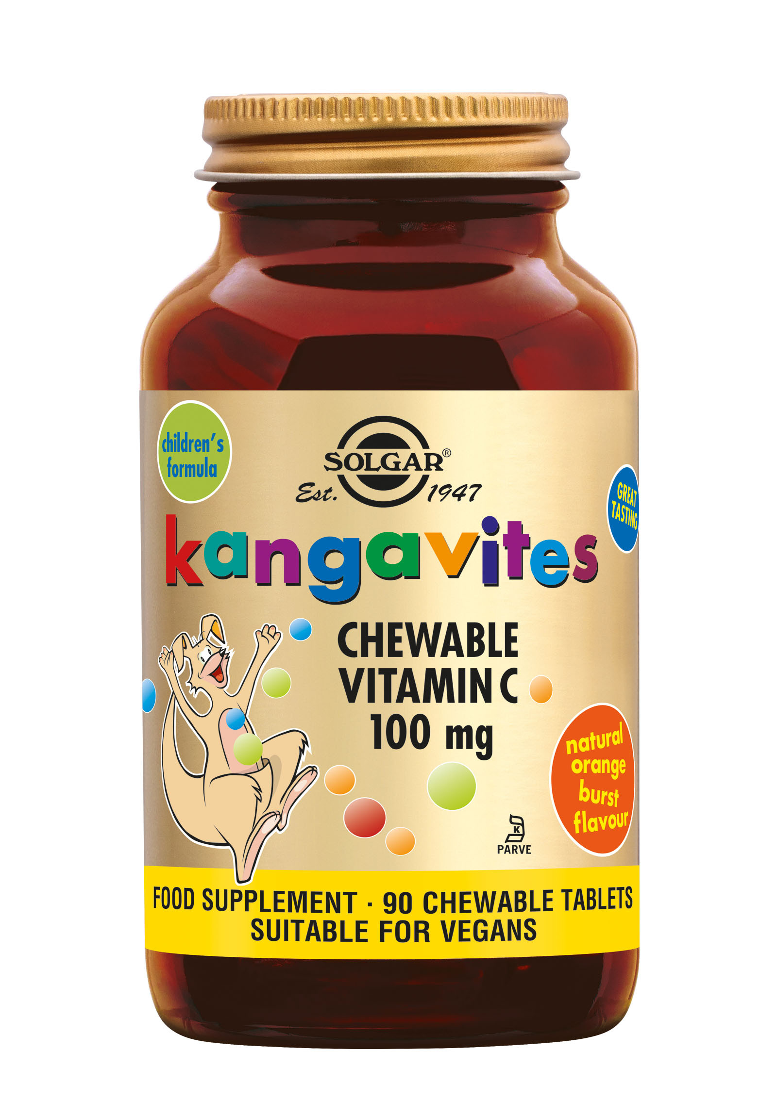 Solgar Kangavites Chewable Vitamin C 100 mg