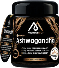 Mountaindrop Ashwagandha KSM-66 + Shilajit honing 350 gram