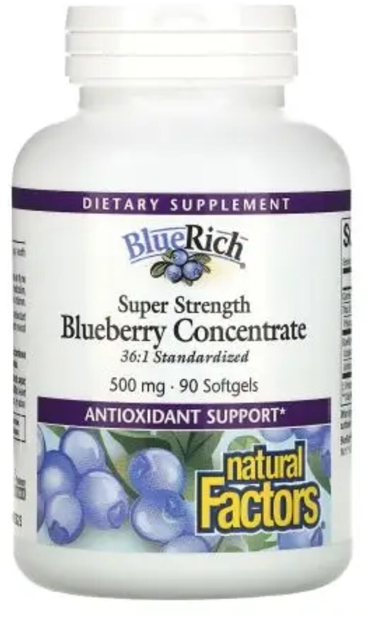Natural Factors Super Strength Blueberry Concentrate 500 90 softgels