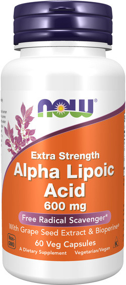 NOW Foods Alpha Lipoic Acid 600 mg with Grape Seed Extract & Bioperine® 60 capsules