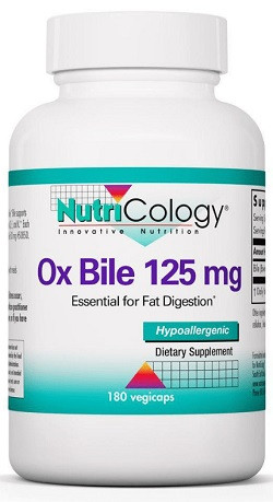 Nutricology Ox Bile (Ossengal) 125 mg 180 capsules
