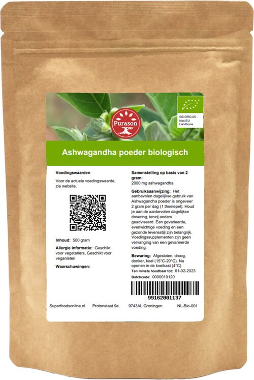 Purason Ashwagandha poeder biologisch biologisch