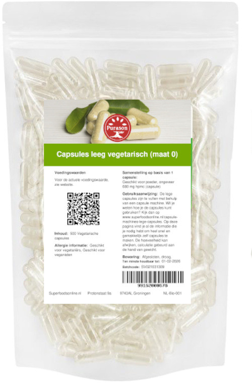 Purason Empty Caps Capsules leeg vegetarisch (maat 0)
