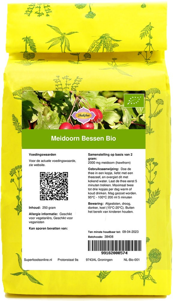 Shakthee Meidoorn Bessen Bio 250 gram biologisch