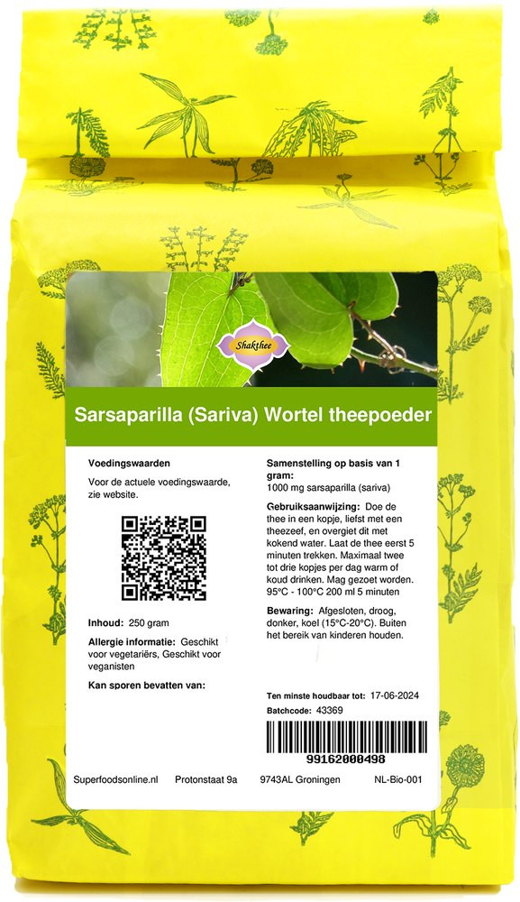 Shakthee Sarsaparilla (Sariva) Wortel theepoeder 250 gram