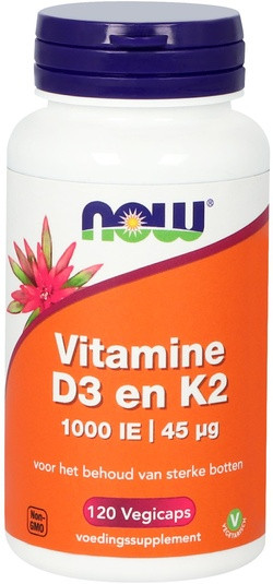 NOW Foods Vitamine D3 en K2 1000 IE | 45 mcg 120 capsules