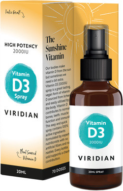 Viridian Vitamin D3 2000 IU Spray vegan 20 milliliter
