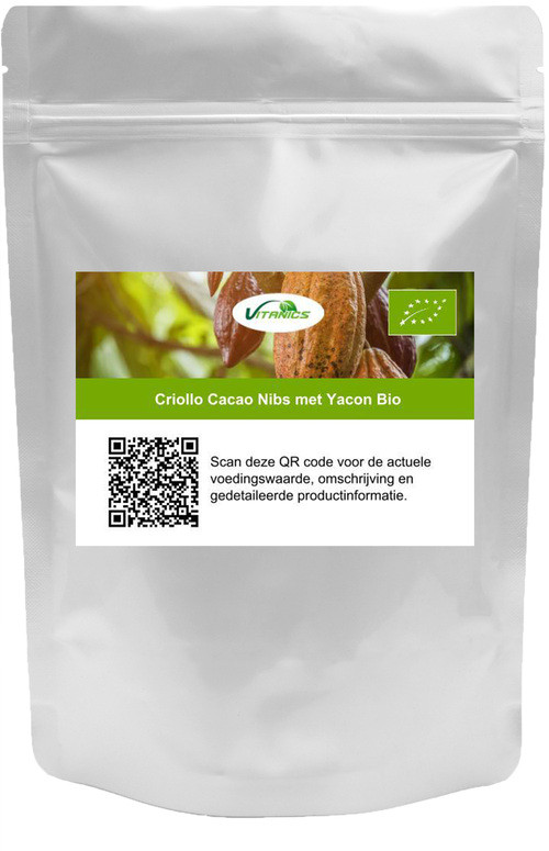 Vitanics Criollo Cacao Nibs met Yacon Bio biologisch