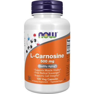 NOW Foods L-Carnosine (Beta-Alanyl-L-Histidine) 500 mg 100 capsules