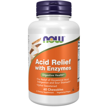 NOW Foods Acid Relief with Enzymen 60 kauwtabletten