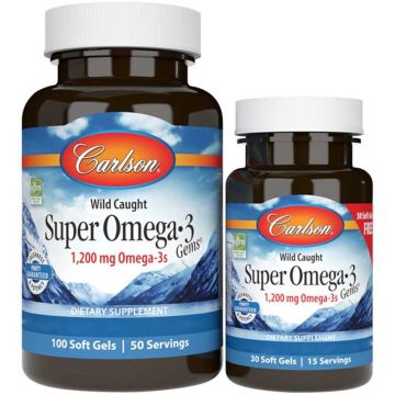 Carlson Labs Super Omega-3 (1200 mg) 100+30 Softgels