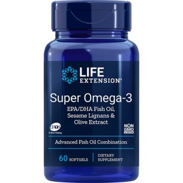 Life Extension Super Omega-3 EPA/DHA with Sesame Lignans & Olive Extract 60 capsules