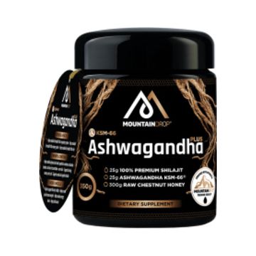 Mountaindrop Ashwagandha KSM-66 + Shilajit honing 350 gram
