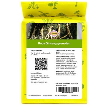 Shakthee Rode Ginseng (panax) gesneden
