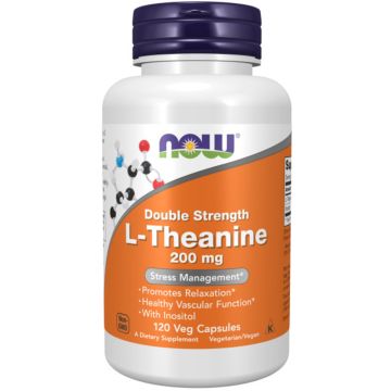 NOW Foods L-Theanine 200 mg with Inositol 120 capsules