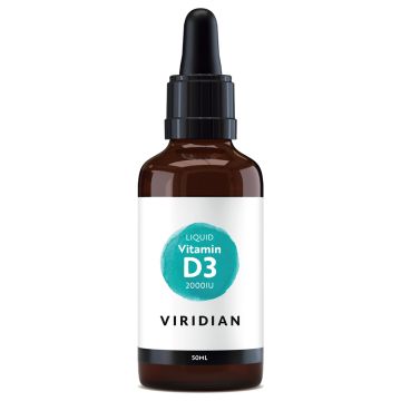 Viridian Liquid Vitamin D3 (Vegan) 2000 IU (50 mcg) 50 milliliter