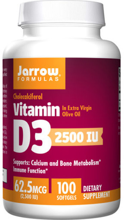 Jarrow Formulas Vitamin D3 2500 IU 100 softgel capsules